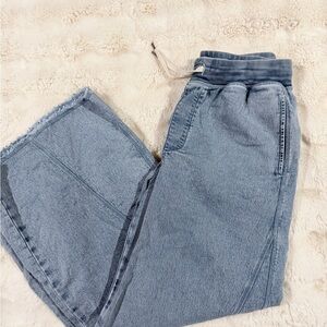 Aerie Light Blue Striped Denim Joggers